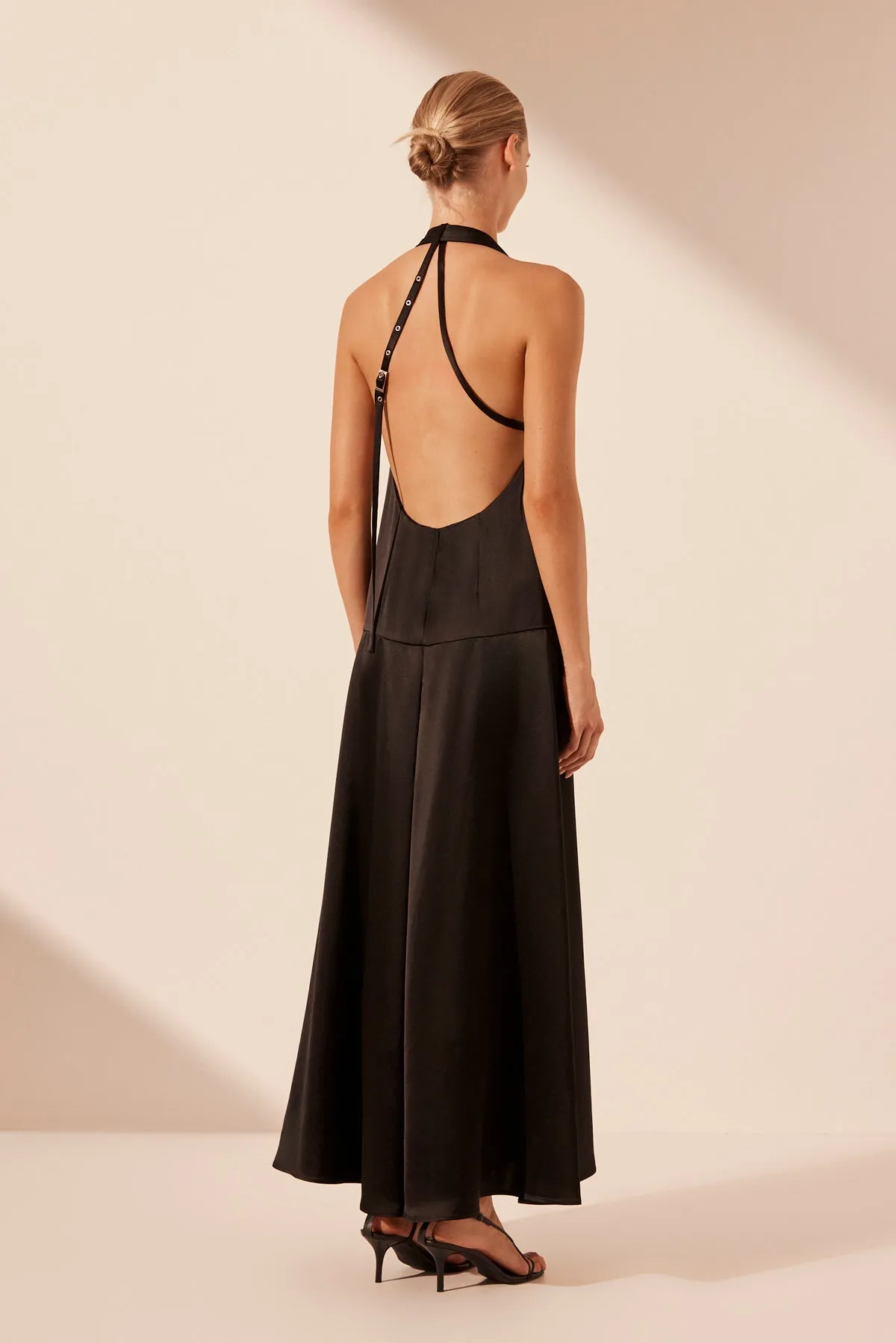 SAVANNA HALTER OPEN BACK MAXI DRESS - BLACK sold by Shona Joy product image thumbnail 4