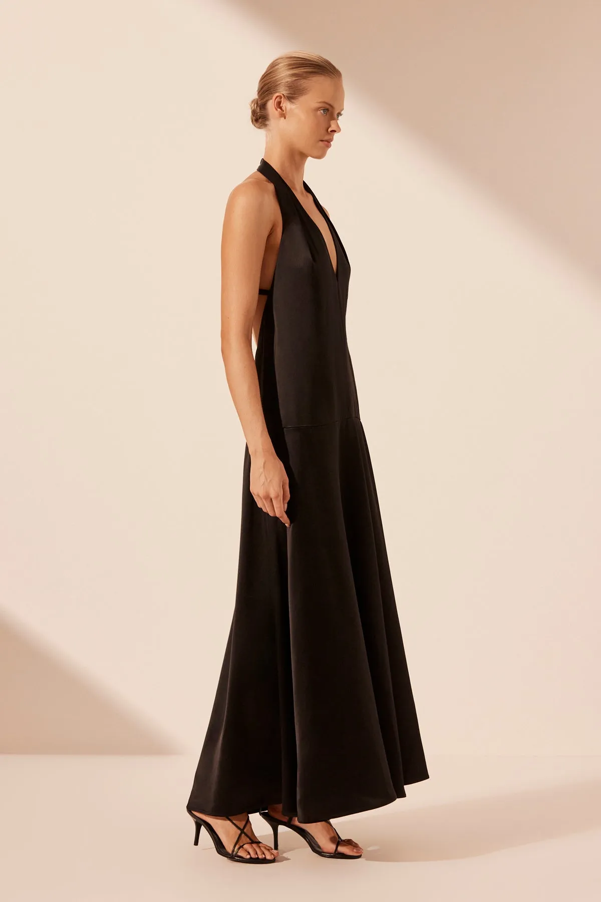 SAVANNA HALTER OPEN BACK MAXI DRESS - BLACK sold by Shona Joy product image thumbnail 2