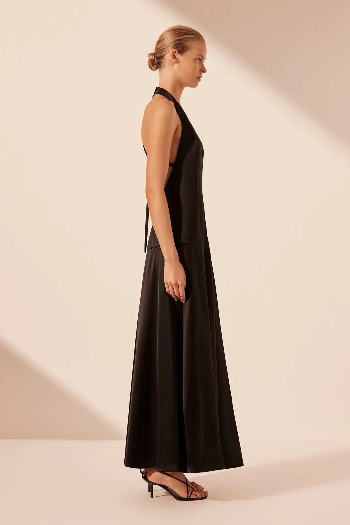 SAVANNA HALTER OPEN BACK MAXI DRESS - BLACK sold by Shona Joy product image thumbnail 3