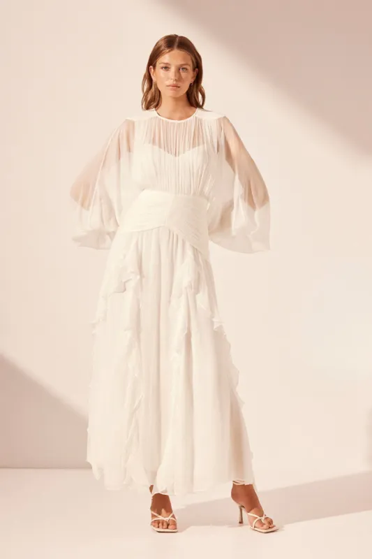 MARGOT ROUND NECK BALLOON SLEEVE MAXI DRESS - IVORY sold by Shona Joy