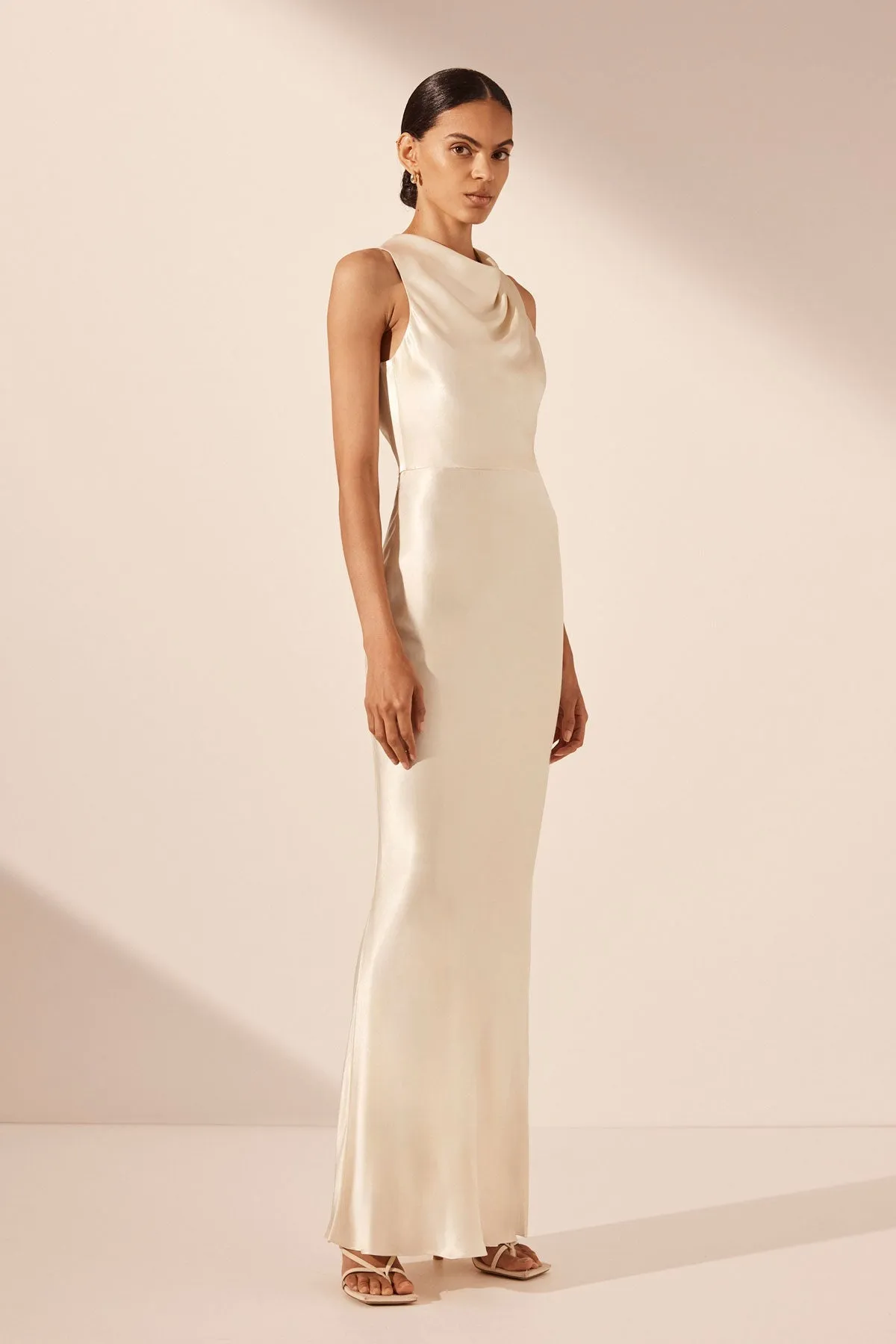 LA LUNE HIGH NECK MAXI DRESS - CREAM sold by Shona Joy product image thumbnail 2