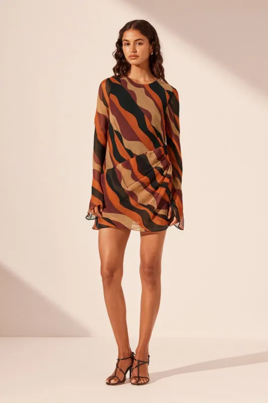 ANITA LONG SLEEVE GATHERED MINI DRESS sold by Shona Joy