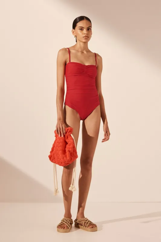 PAULINE TERRY DRAWSTRING BAG - POPPY RED sold by Shona Joy