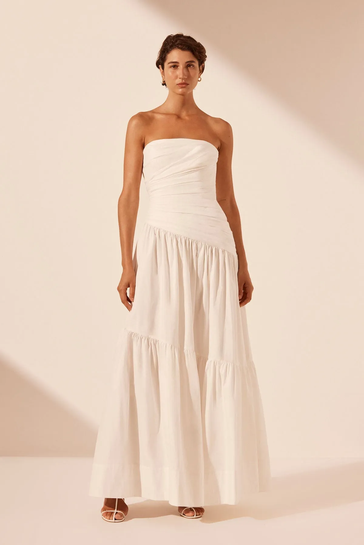 MAIORI STRAPLESS TIERED MAXI DRESS - IVORY | Parallel