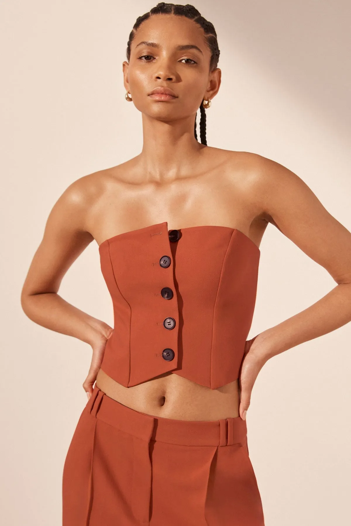 IRENA BUTTON UP BODICE - BRICK ORANGE sold by Shona Joy product image thumbnail 2