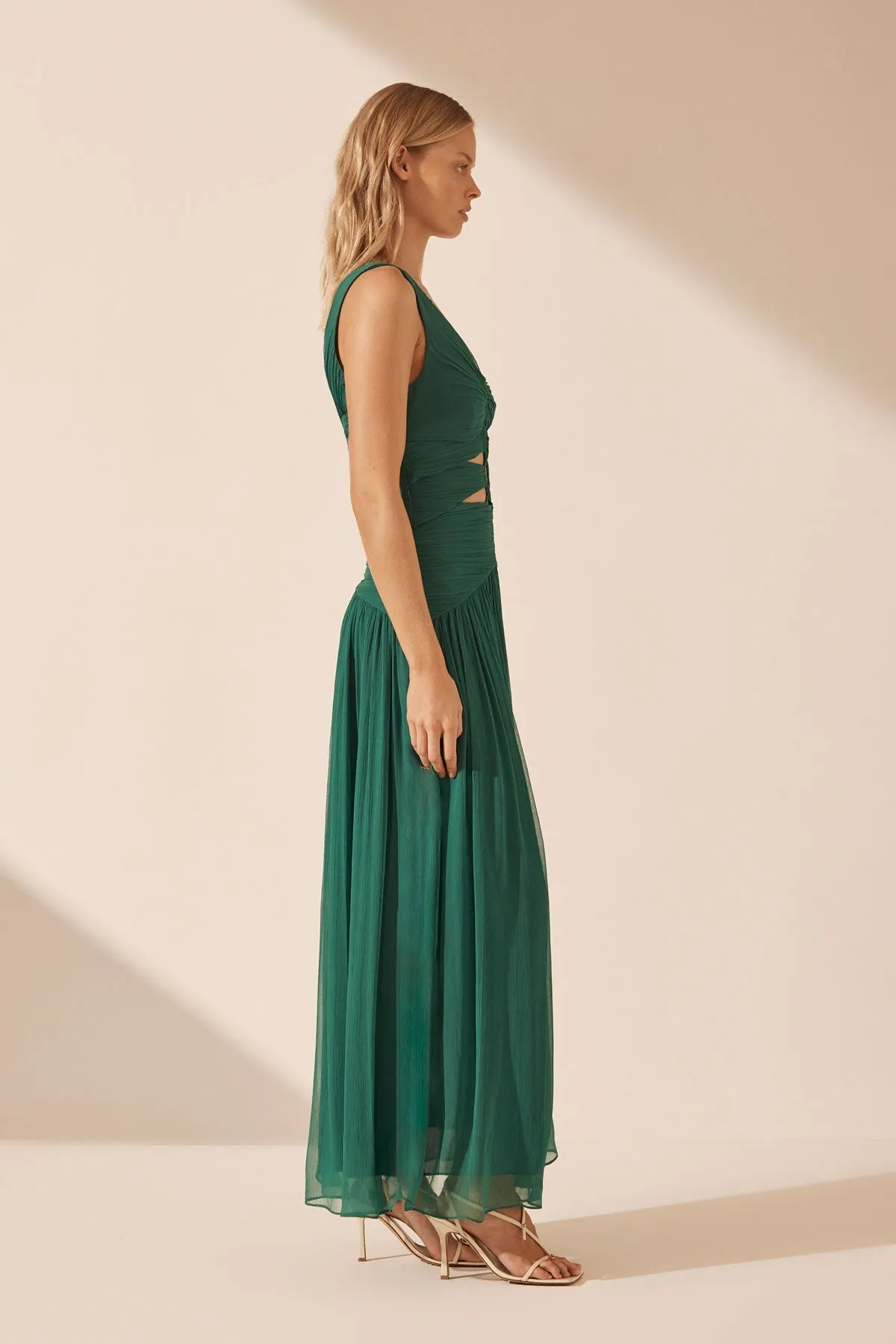 MARGOT ONE SHOULDER LACE UP MAXI DRESS - EVERGREEN sold by Shona Joy product image thumbnail 4