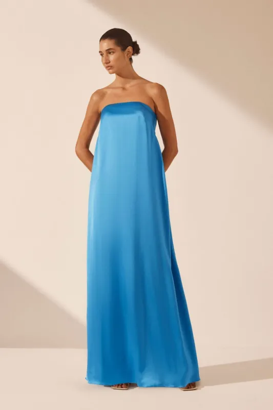 CIEL SILK STRAPLESS COLUMN MAXI DRESS sold by Shona Joy