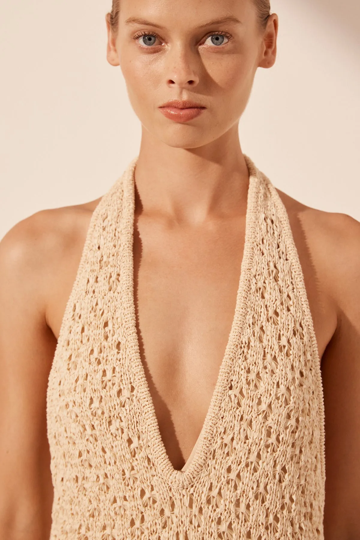 EMILIO HALTER OPEN BACK MAXI DRESS - OAT sold by Shona Joy product image thumbnail 3