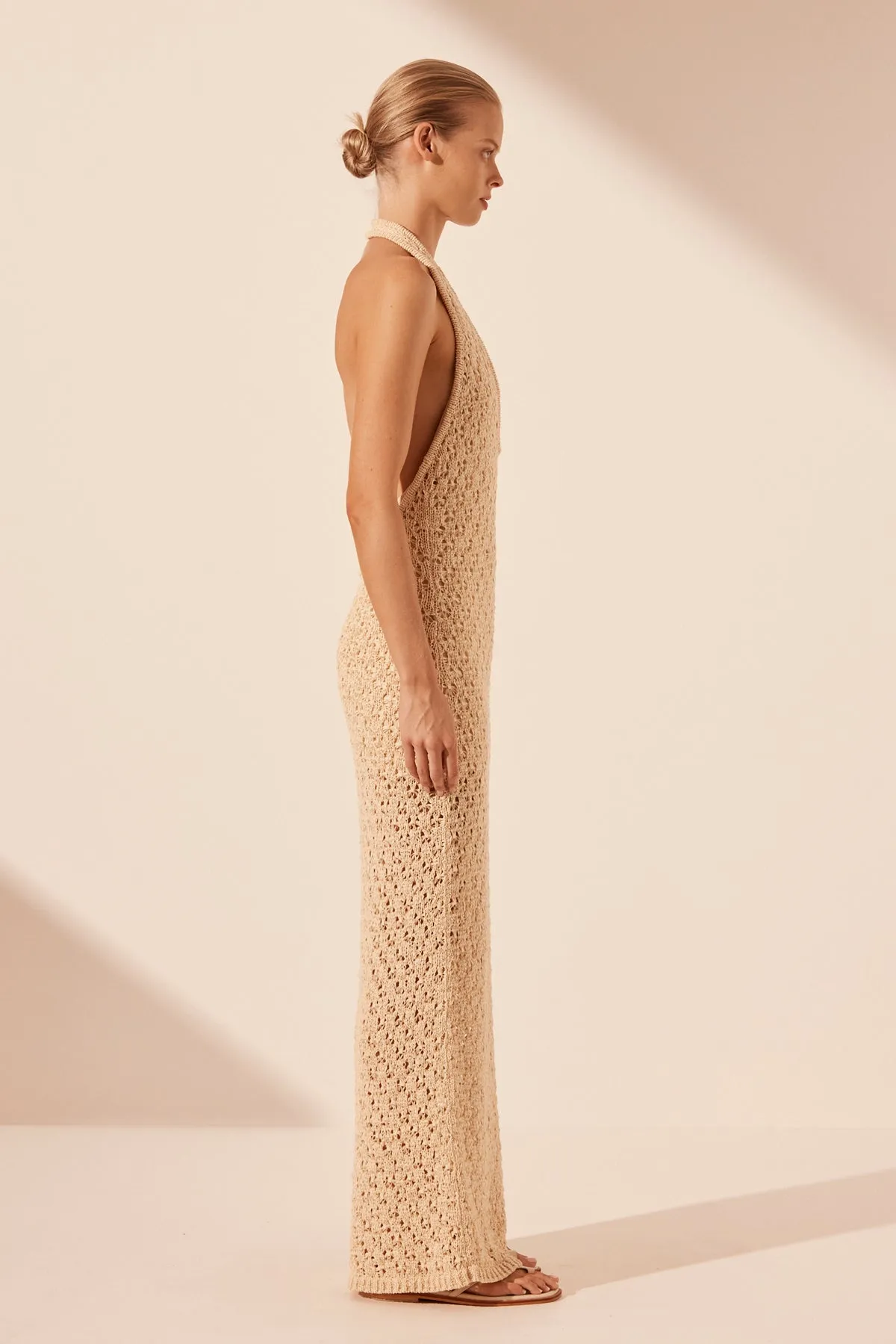 EMILIO HALTER OPEN BACK MAXI DRESS - OAT sold by Shona Joy product image thumbnail 4