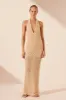 EMILIO HALTER OPEN BACK MAXI DRESS - OAT sold by Shona Joy