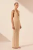 EMILIO HALTER OPEN BACK MAXI DRESS - OAT sold by Shona Joy