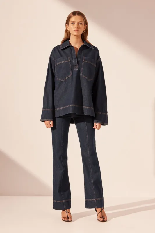 RITA PATCH POCKET SHIRT - DEEP INDIGO sold by Shona Joy