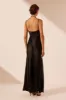 MORAYA PLUNGED GODET MAXI DRESS - BLACK sold by Shona Joy