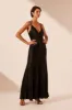 MORAYA PLUNGED GODET MAXI DRESS - BLACK sold by Shona Joy