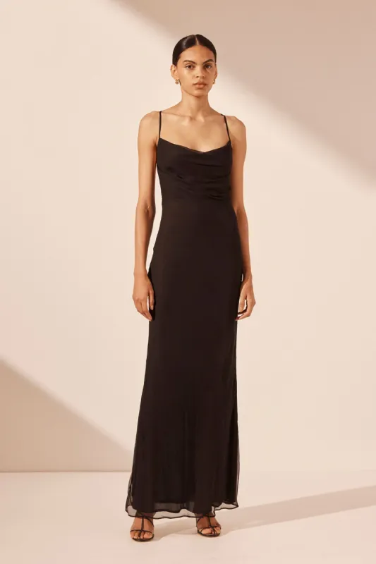 CLAUDE LACE BACK BIAS MAXI DRESS - BLACK sold by Shona Joy