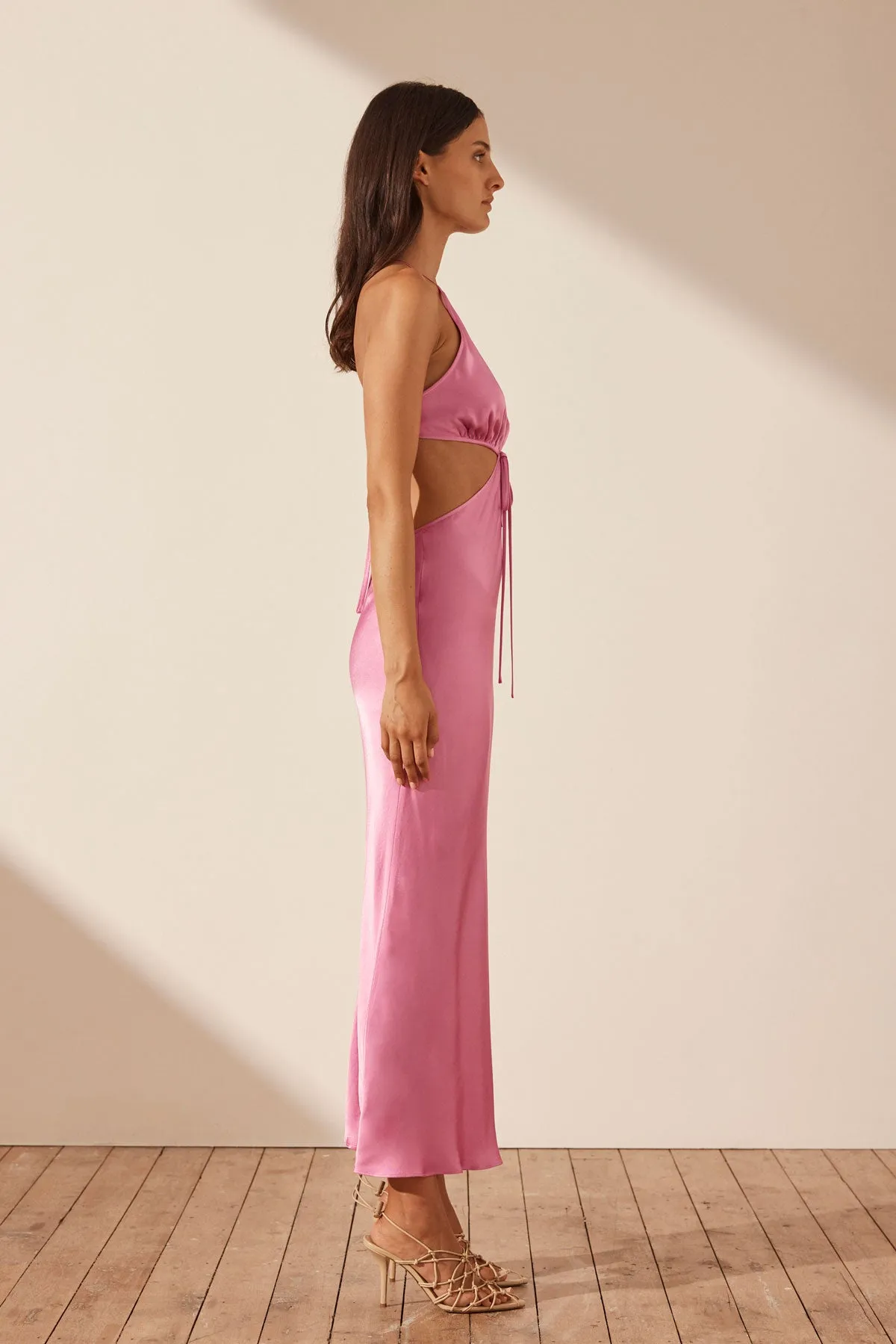 ARIENZO CUT OUT TIE BACK MIDI DRESS - IBIS ROSE sold by Shona Joy product image thumbnail 4