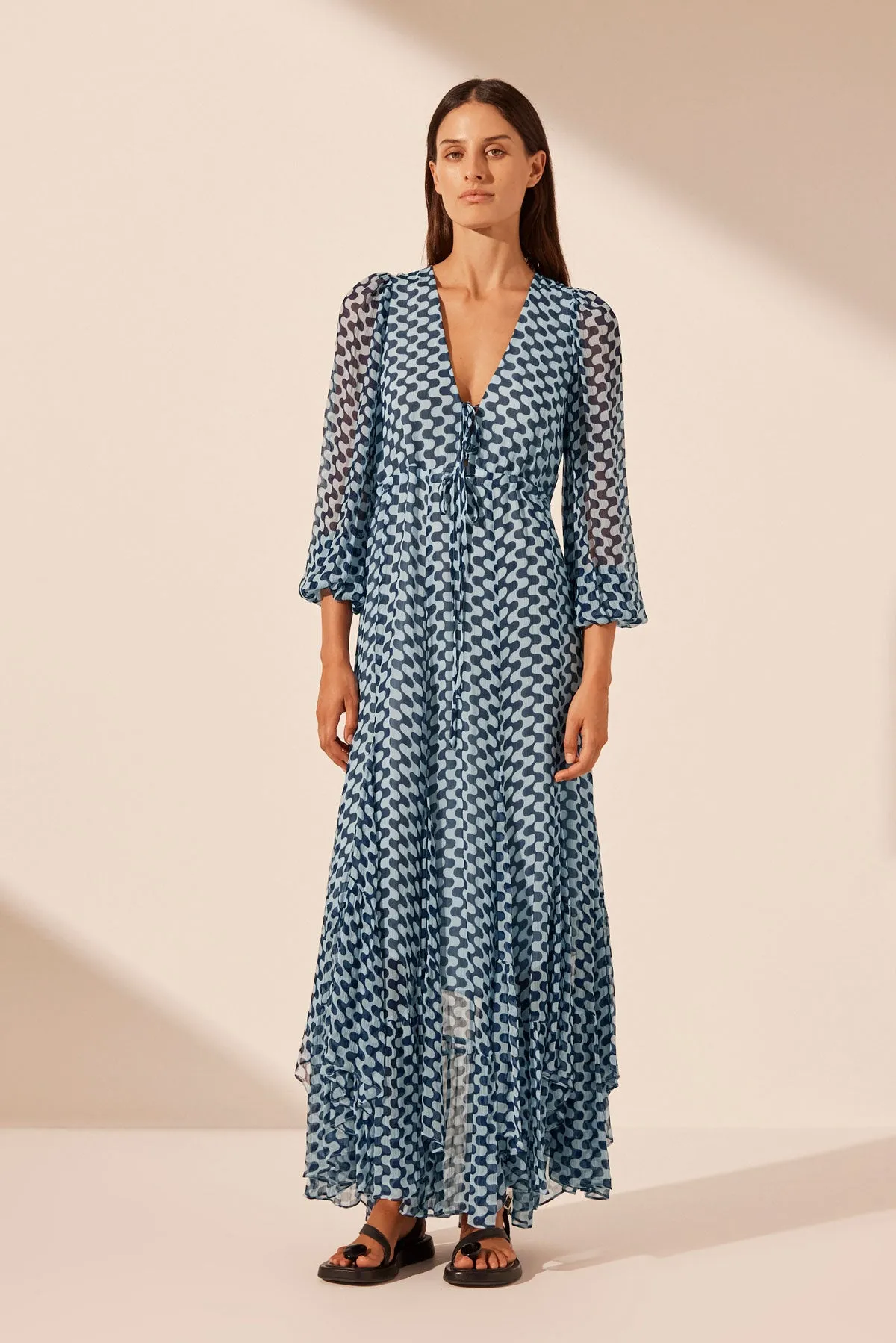 ELINA LACE FRONT DRAWSTRING MAXI DRESS sold by Shona Joy