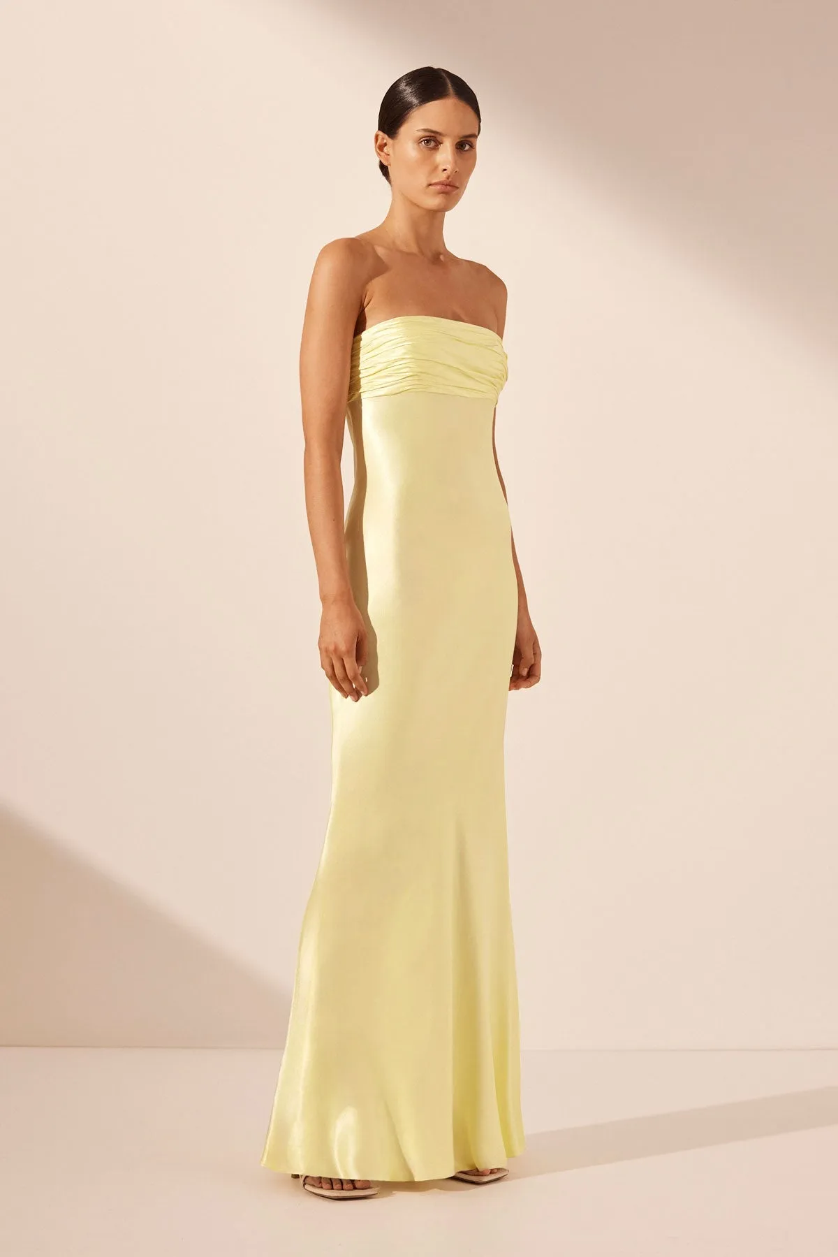 LA LUNE STRAPLESS RUCHED BODICE MAXI DRESS - LEMON sold by Shona Joy product image thumbnail 2