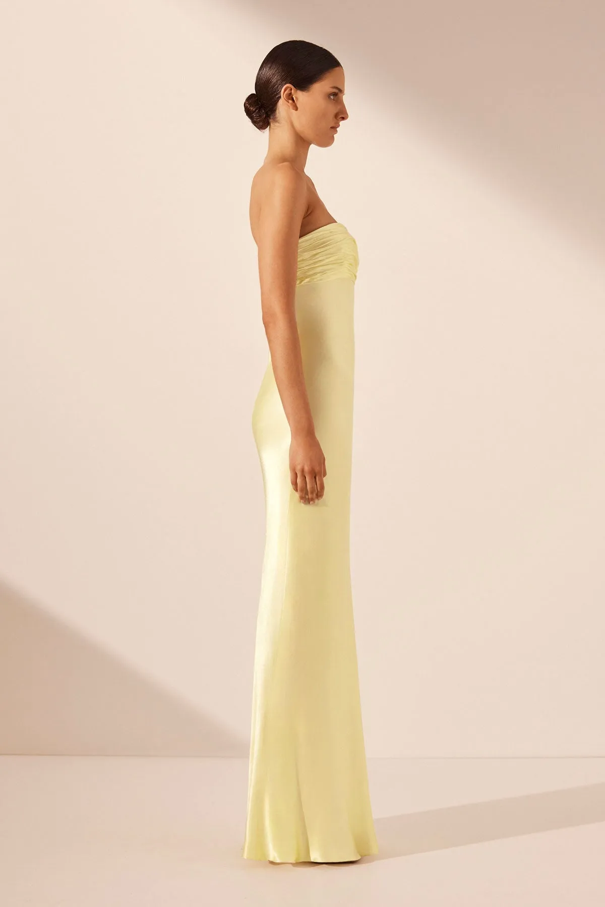 LA LUNE STRAPLESS RUCHED BODICE MAXI DRESS - LEMON sold by Shona Joy product image thumbnail 3