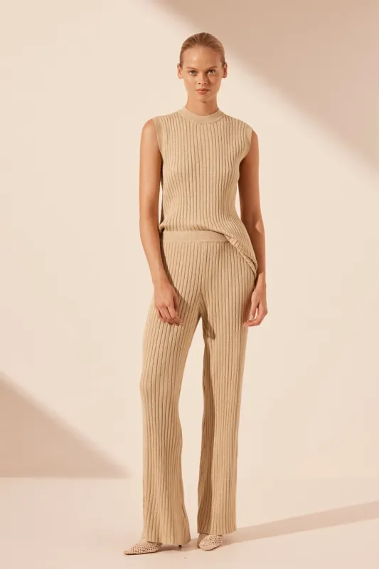 LIVIA STRAIGHT LEG PANT - CHAMPAGNE sold by Shona Joy