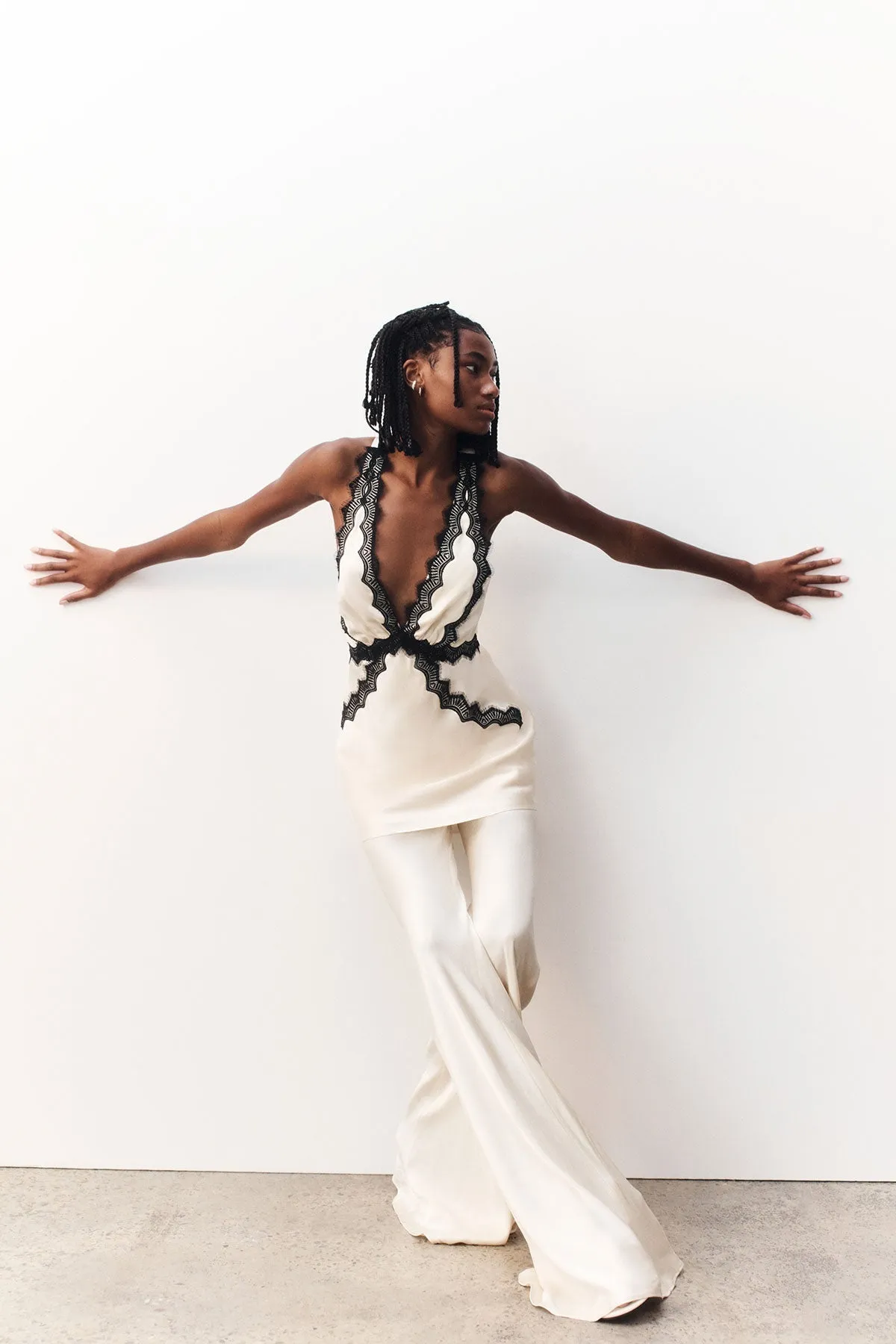 CAMILLE LACE CROSS BACK MINI DRESS - CREAM/BLACK sold by Shona Joy product image thumbnail 5