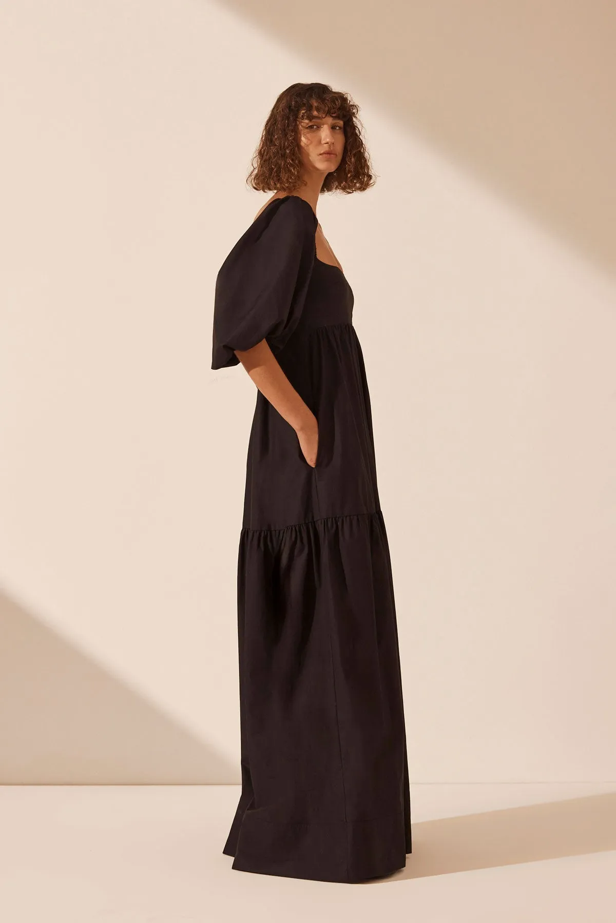 JOSEPHINE SQUARE NECK TIERED MAXI DRESS - BLACK sold by Shona Joy product image thumbnail 3