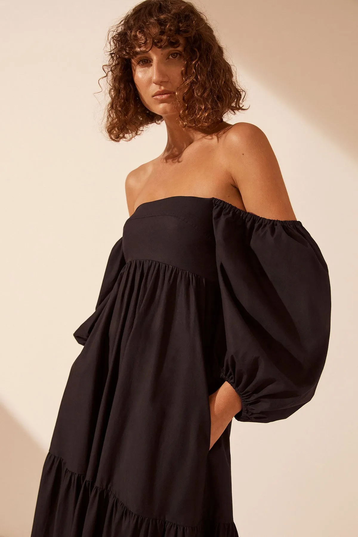 JOSEPHINE SQUARE NECK TIERED MAXI DRESS - BLACK sold by Shona Joy product image thumbnail 2