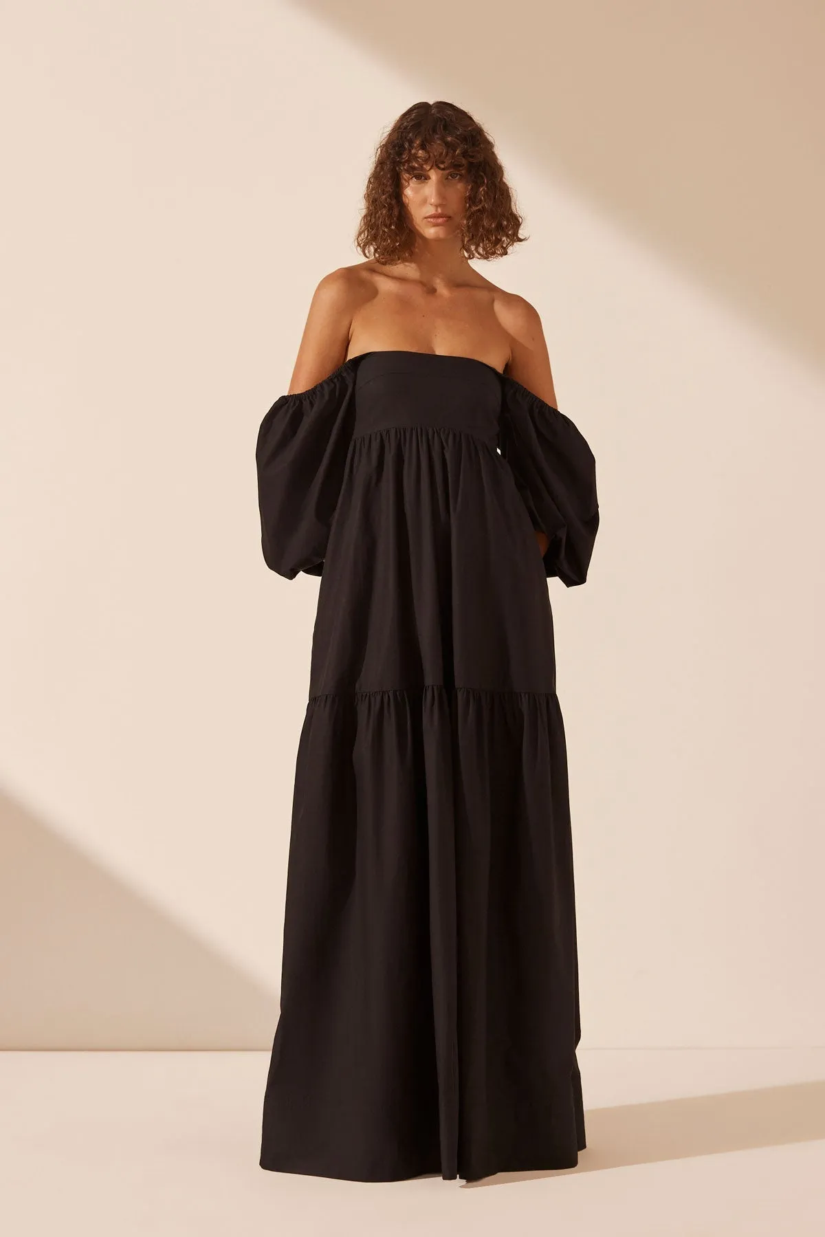JOSEPHINE SQUARE NECK TIERED MAXI DRESS - BLACK sold by Shona Joy product image thumbnail 5