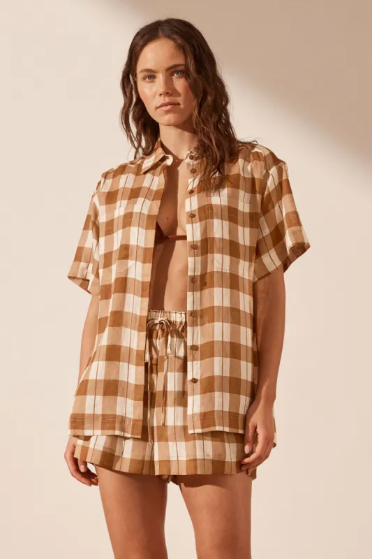 BELLINI LINEN SHORT SLEEVE RELAXED SHIRT sold by Shona Joy
