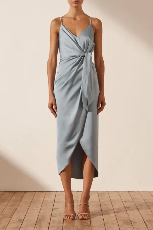 LUXE TIE FRONT COCKTAIL DRESS - AZURE sold by Shona Joy