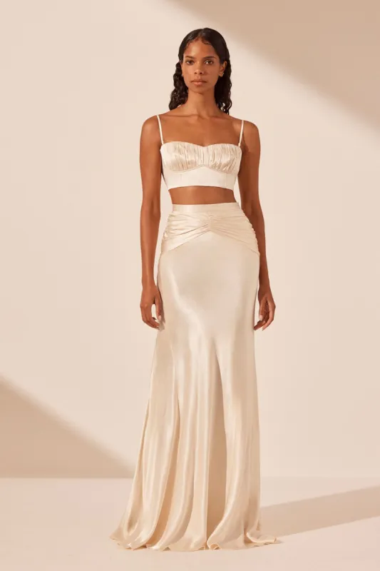 LA LUNE RUCHED MAXI SKIRT - CREAM sold by Shona Joy