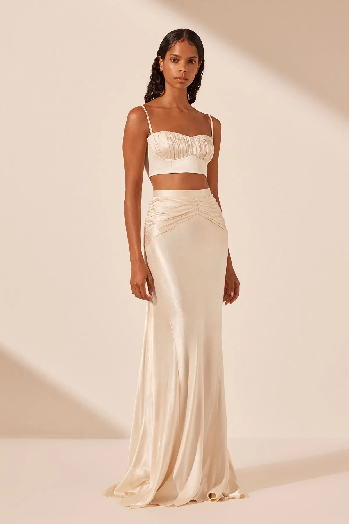LA LUNE RUCHED MAXI SKIRT - CREAM sold by Shona Joy product image thumbnail 3