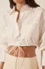 MAIORI PATCH POCKET DRAWSTRING CROP SHIRT - IVORY sold by Shona Joy