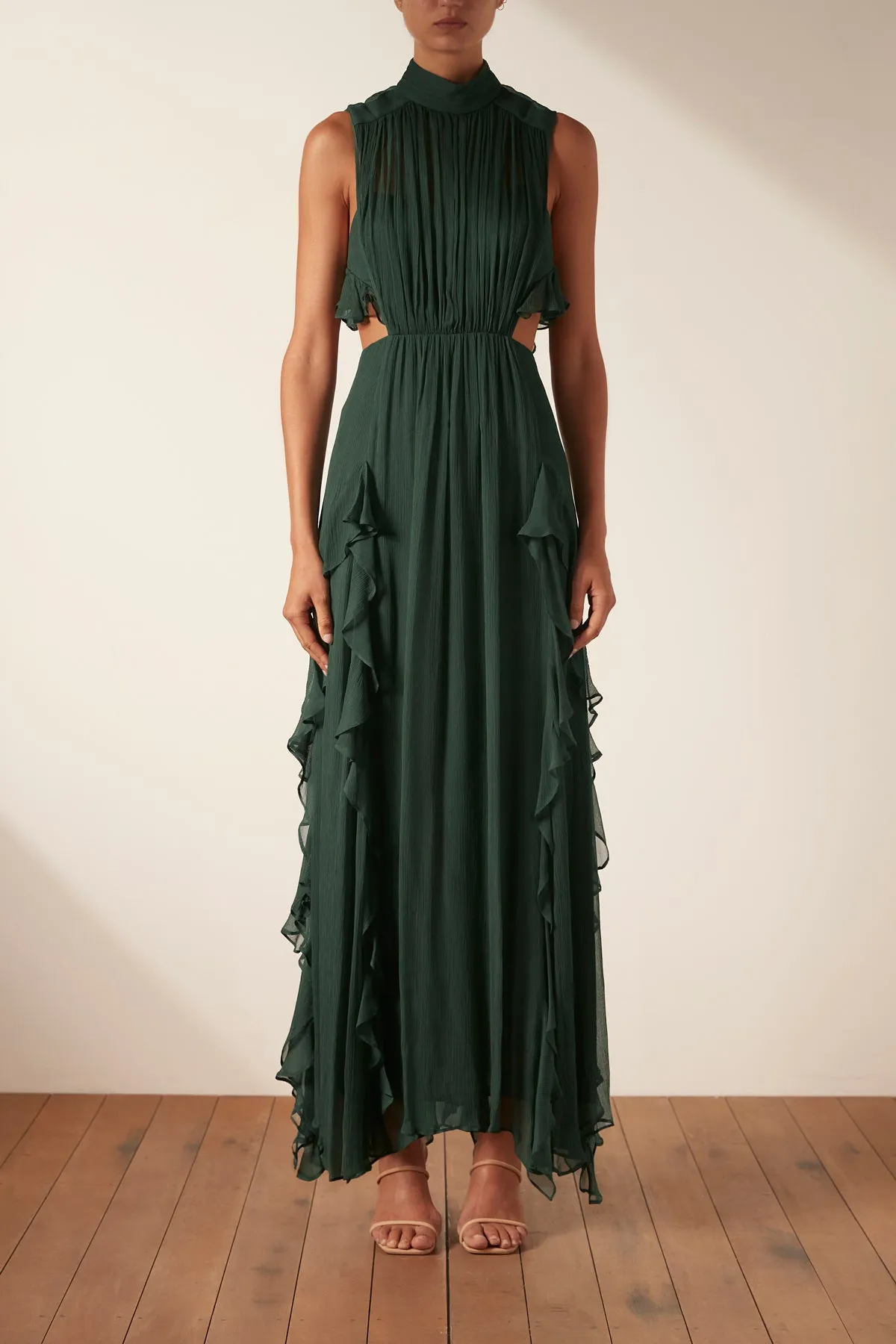 LÈONIE BACKLESS FRILL MAXI DRESS - ROSEMARY sold by Shona Joy