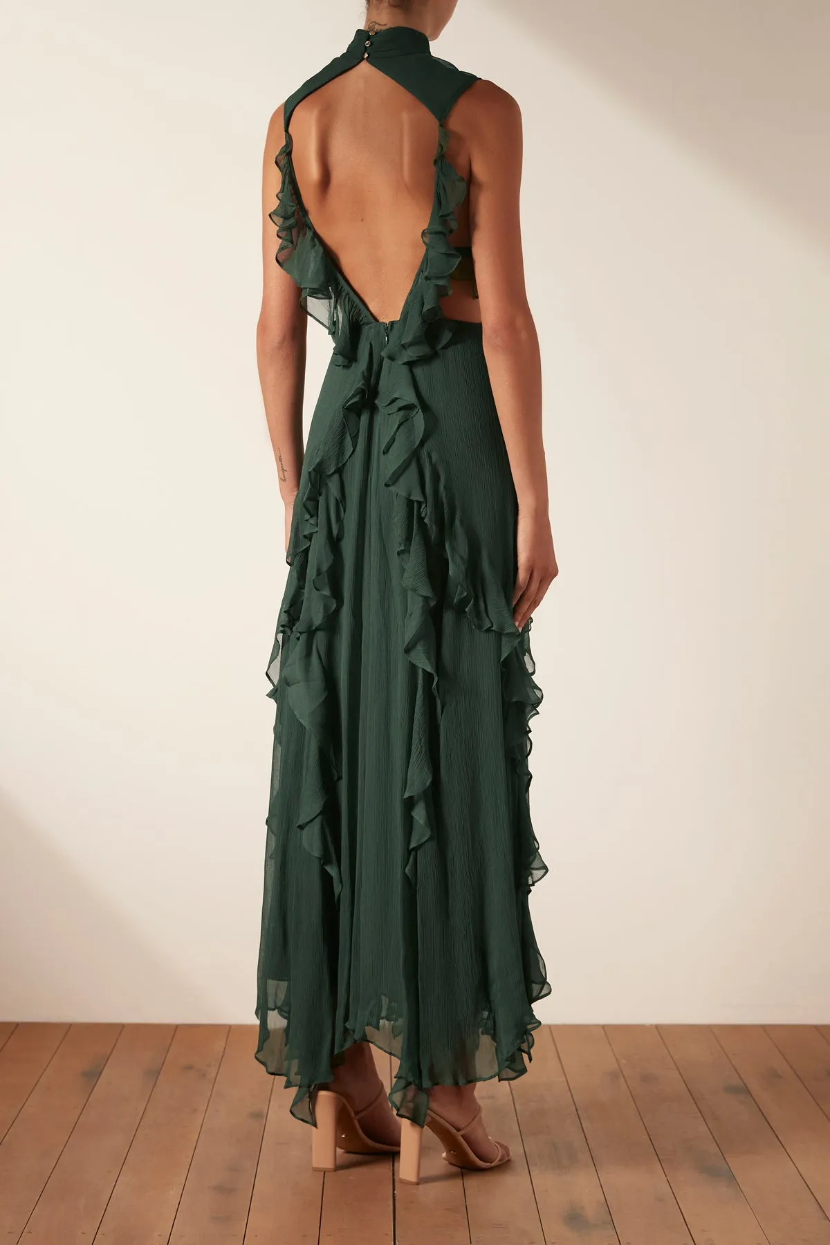 LÈONIE BACKLESS FRILL MAXI DRESS - ROSEMARY sold by Shona Joy product image thumbnail 4