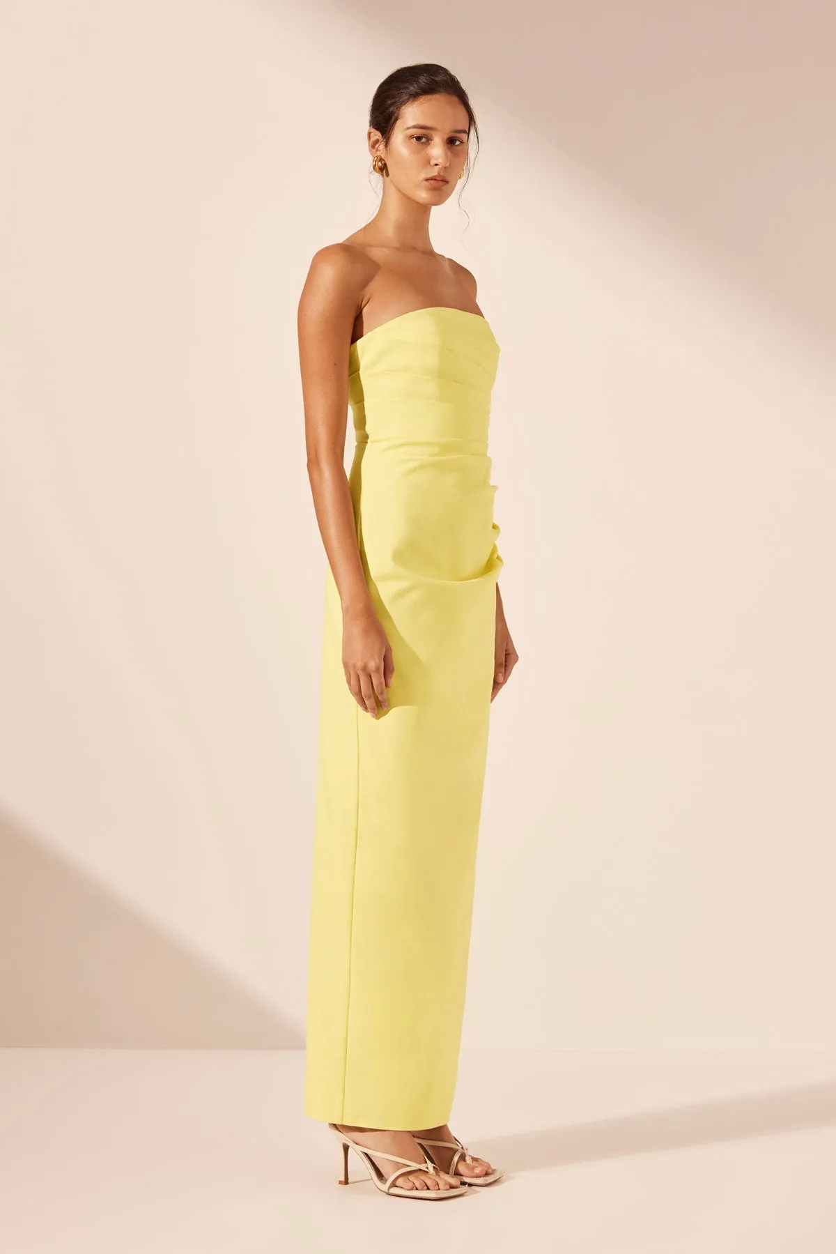 LANI STRAPLESS DRAPED MAXI DRESS - LEMON sold by Shona Joy product image thumbnail 3