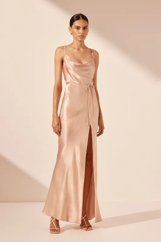 LA LUNE BIAS COWL MAXI DRESS - DESERT ROSE sold by Shona Joy
