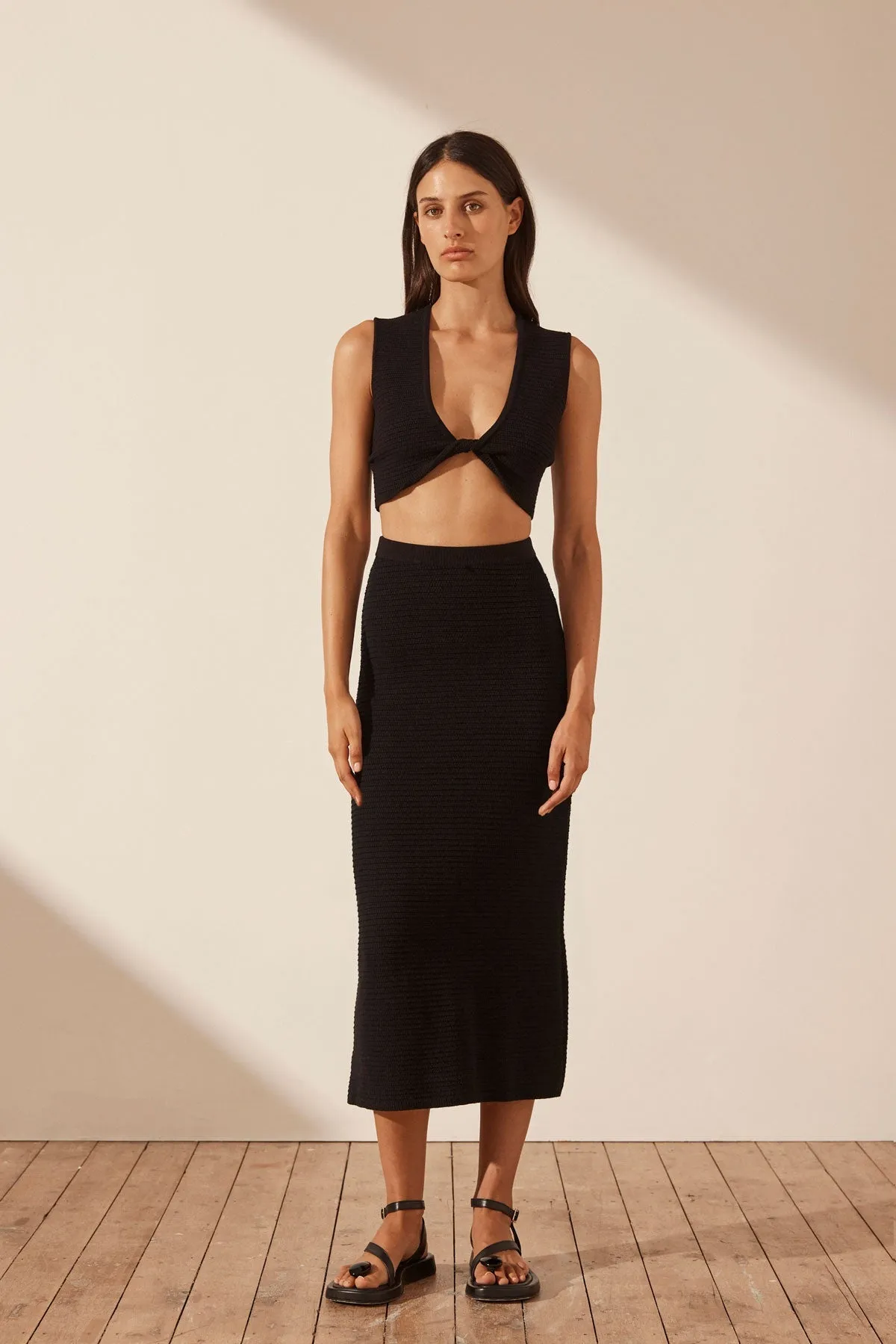 EVE FLARED MIDI SKIRT - BLACK sold by Shona Joy