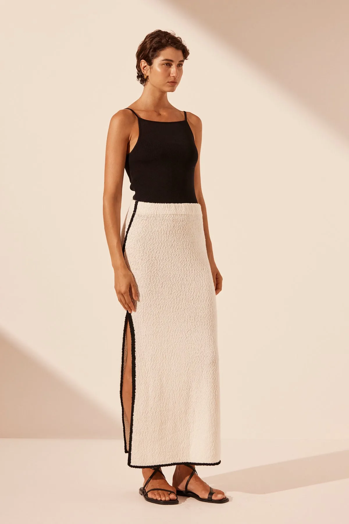 LENA SIDE SPLIT MAXI SKIRT - IVORY/BLACK sold by Shona Joy product image thumbnail 2