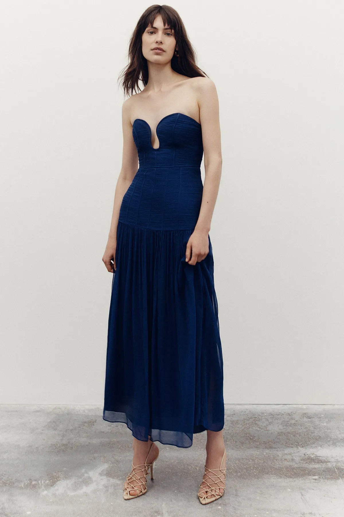 ISOLA STRAPLESS RUCHED MIDI DRESS - TYRRHENIAN BLUE sold by Shona Joy product image thumbnail 5