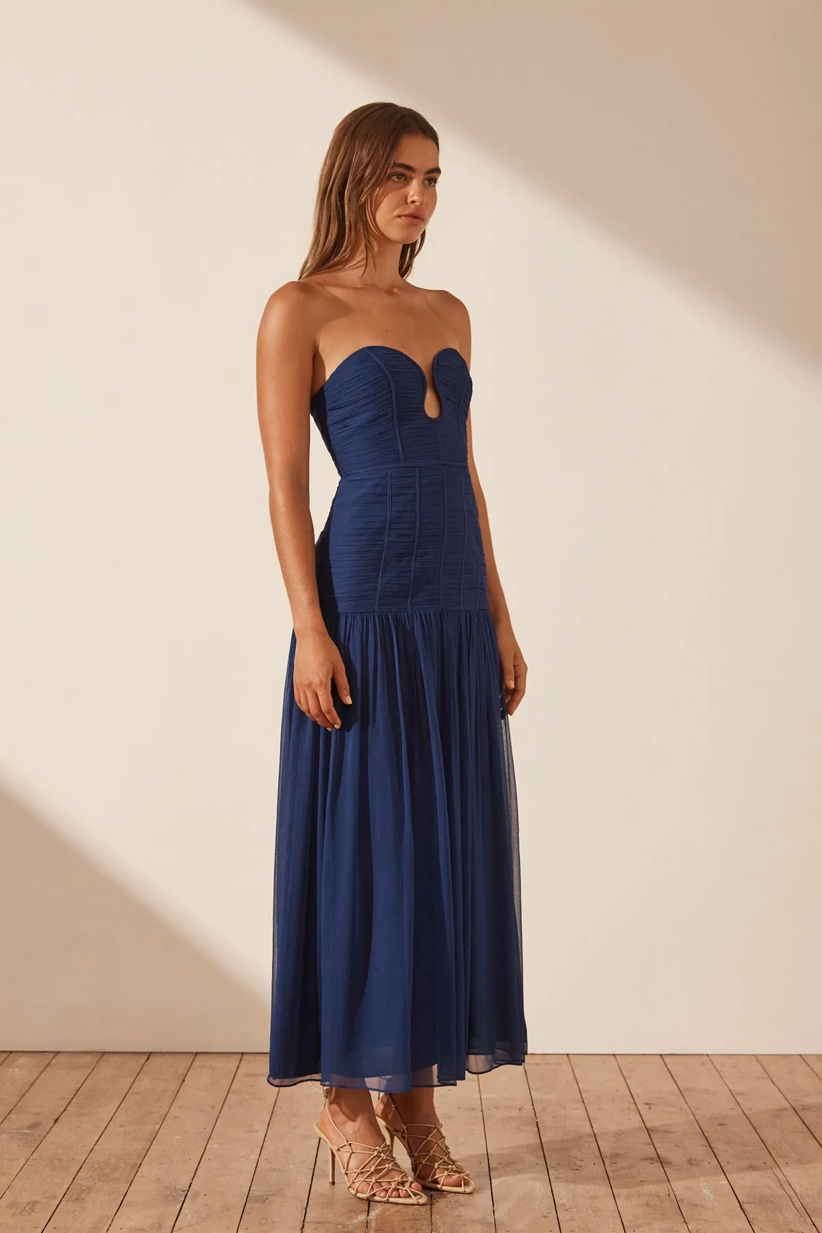 ISOLA STRAPLESS RUCHED MIDI DRESS - TYRRHENIAN BLUE sold by Shona Joy product image thumbnail 2