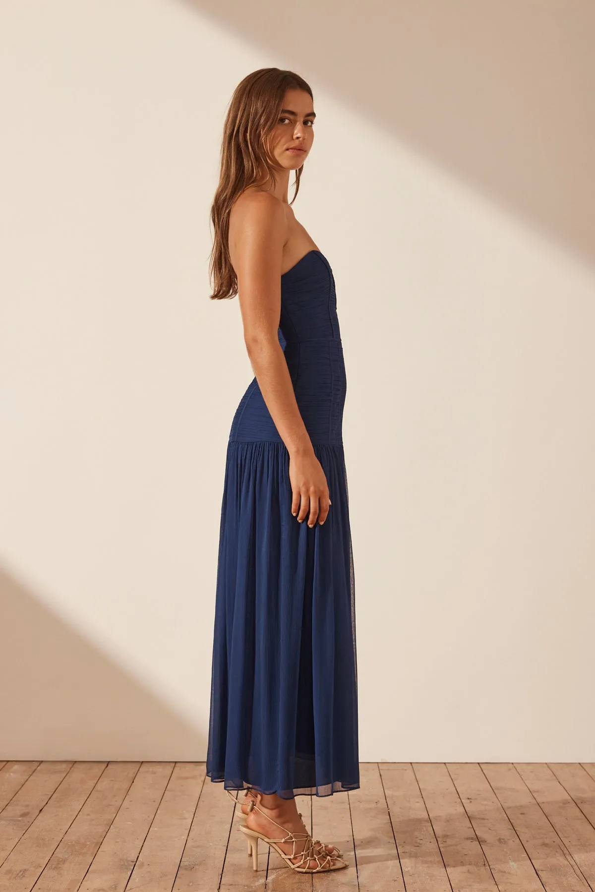 ISOLA STRAPLESS RUCHED MIDI DRESS - TYRRHENIAN BLUE sold by Shona Joy product image thumbnail 3