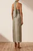 LUXE GATHERED HALTER MIDI DRESS - EUCALYPTUS sold by Shona Joy