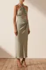 LUXE GATHERED HALTER MIDI DRESS - EUCALYPTUS sold by Shona Joy
