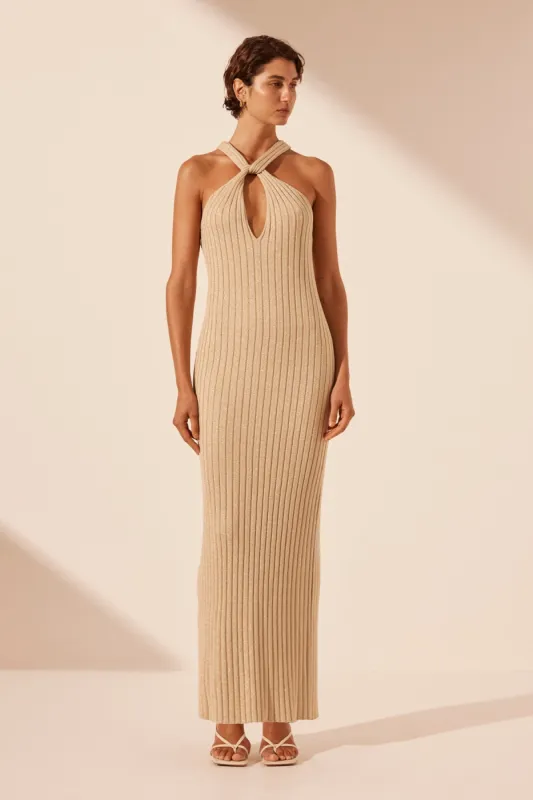 LIVIA HALTER MAXI DRESS - CHAMPAGNE sold by Shona Joy