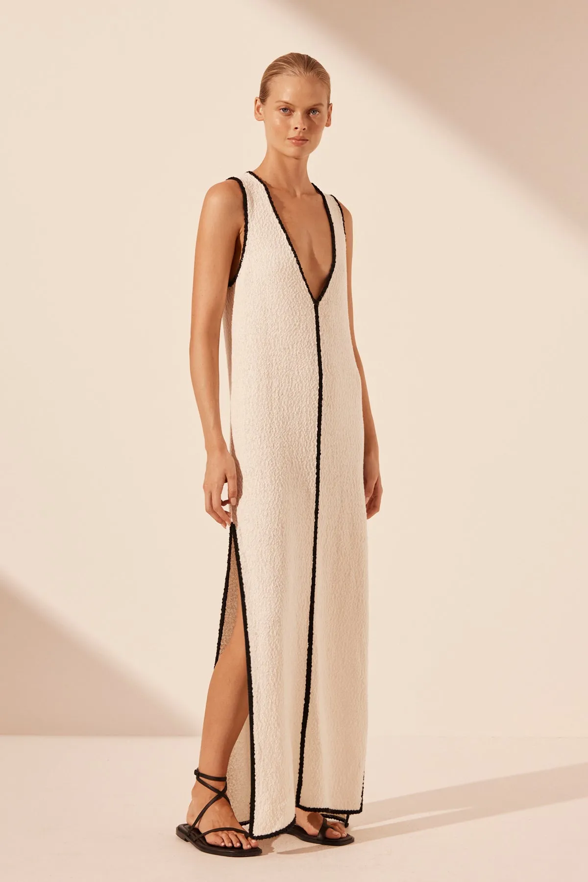 LENA PLUNGED MAXI DRESS - IVORY/BLACK sold by Shona Joy product image thumbnail 2