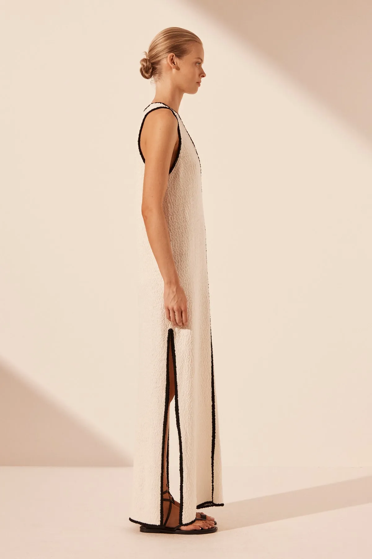 LENA PLUNGED MAXI DRESS - IVORY/BLACK sold by Shona Joy product image thumbnail 3