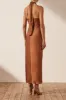 LUXE GATHERED HALTER MIDI DRESS - MOCHA sold by Shona Joy