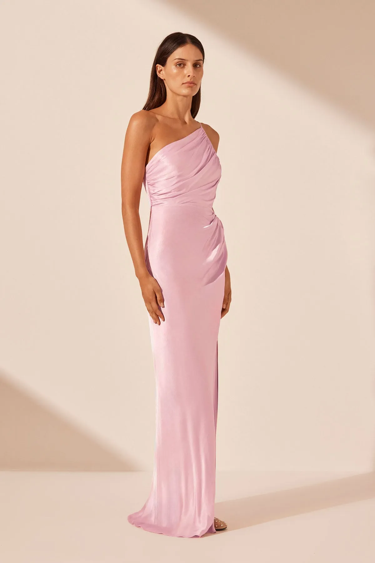 LA LUNE ASYMMETRICAL GATHERED MAXI DRESS - PEONY sold by Shona Joy product image thumbnail 4