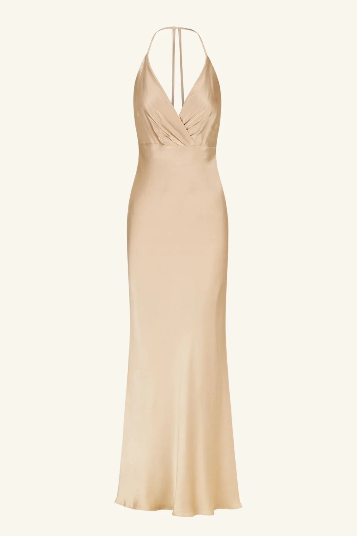 LA LUNE PLUNGED OPEN BACK HALTER MAXI DRESS - GOLD sold by Shona Joy product image thumbnail 5